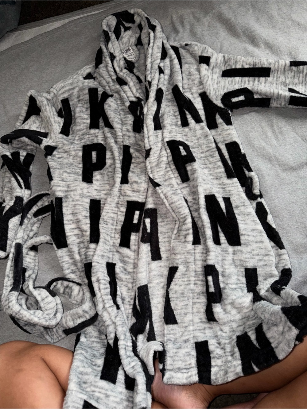 Cozy Gray and Black Victoria’s Secret Robe